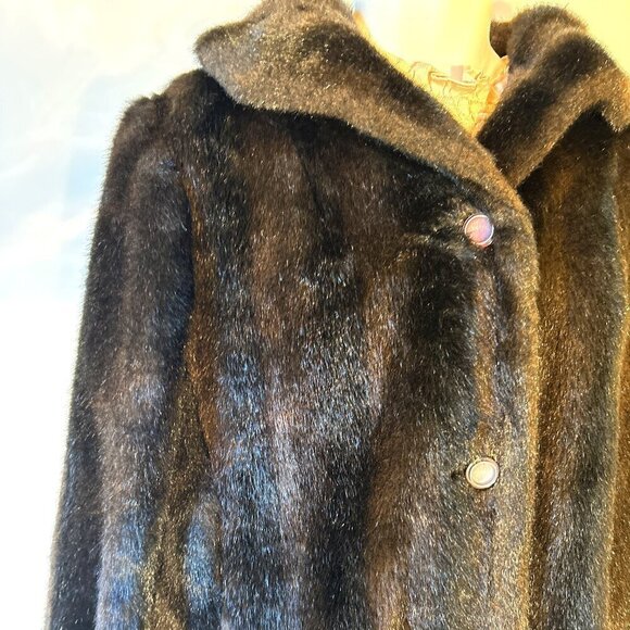 Martinique SZ10 Brownish Black Fur Vintage Car Coat Jacket Chic Gift Old Glamour - Picture 4 of 7